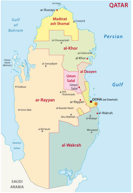 Carte administrative du Qatar
